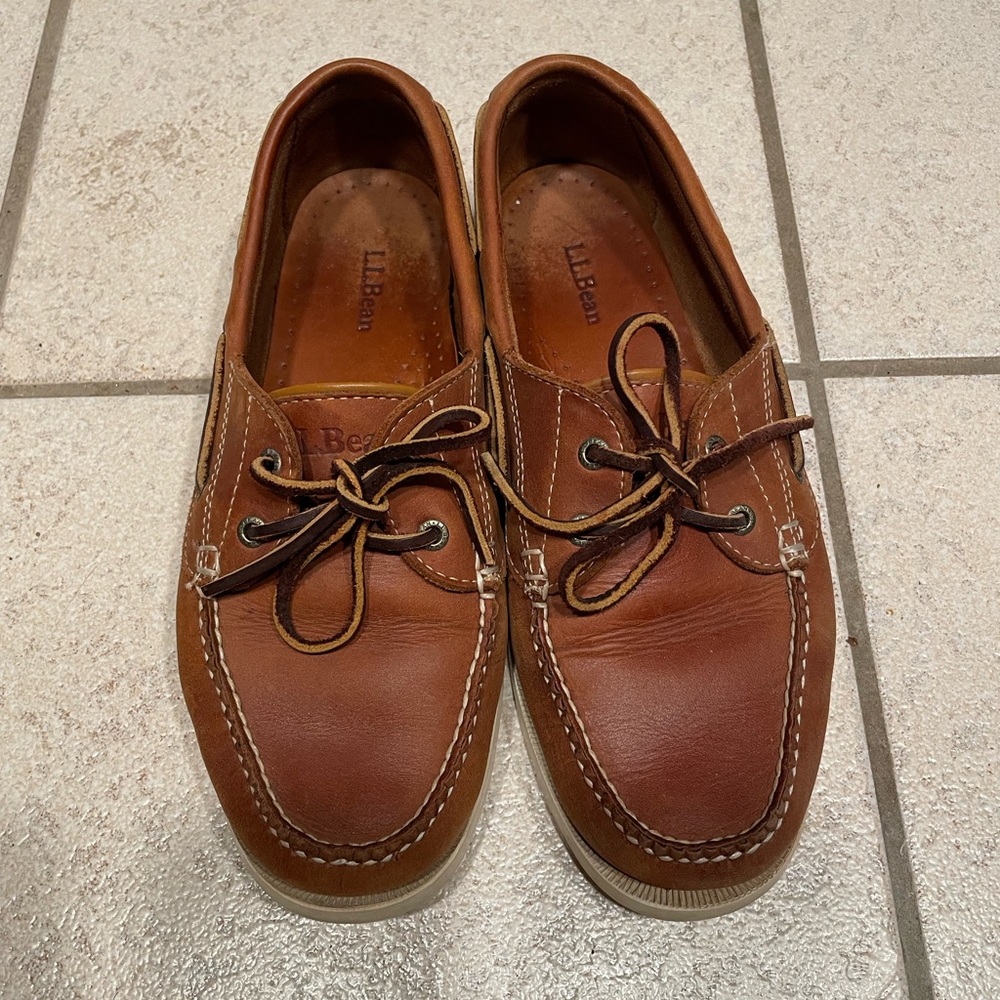 Brown Leather LL Bean Boat Shoes/Moccasins
